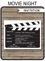 Printable Movie Night Invitations Template