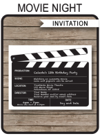 Movie Night Party Invitations Template