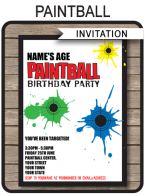 Printable Paintball Birthday Party Invitations Template