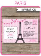Paris Party Invitations Template – pink