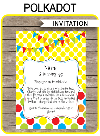 Polkadot Party Invitations Template