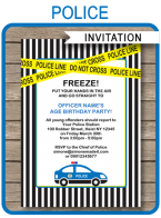 Police Birthday Party Invitations Template