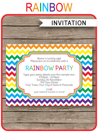 Rainbow Party Invitations | Colorful chevron | Birthday Party | Editable DIY Theme Template | INSTANT DOWNLOAD $7.50 via SIMONEmadeit.com
