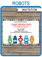 Robot Party Invitations Template