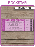 Rock Star Party Ticket Invitations Template – purple