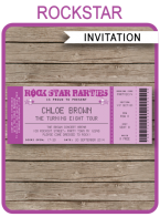 Printable Purple Rockstar Party Invitations Template