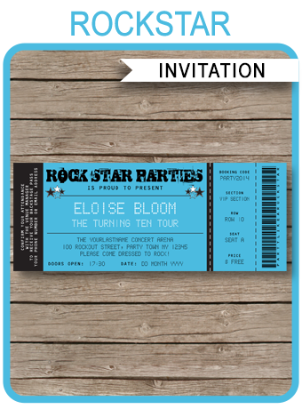 Rockstar Party Backstage Pass Printable Insert Rockstar 