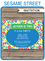 Printable Sesame Street Party Invitations Template