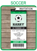 Printable Soccer Party Ticket Invitations Template | Football | Birthday Party Invites | DIY Editable Text | INSTANT DOWNLOAD $7.50 via SIMONEmadeit.com