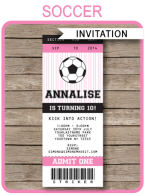 Soccer Ticket Invitations Template – pink