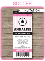 Soccer Ticket Invitations Template – pink