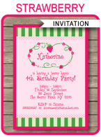 Printable Strawberry Shortcake Party Invitations Template | Birthday Party | DIY Editable Text | INSTANT DOWNLOAD $7.50 via SIMONEmadeit.com