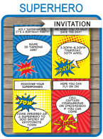 Superhero Party Invitations Template