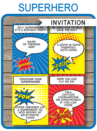 superhero invitations