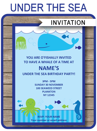 Printable Under the Sea Party Invitations Template