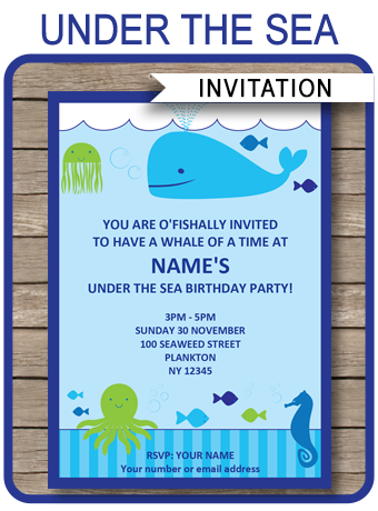 Printable Under the Sea Party Invitations Template