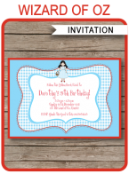 Printable Wizard of Oz Party Invitations Template