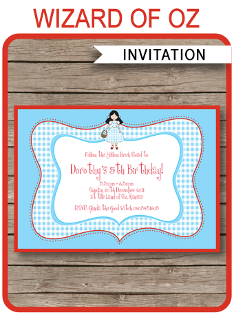 Wizard of Oz Party Invitations Template | Birthday Party - 340 x 460 png 180kB