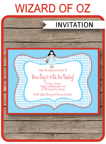 Wizard of Oz Party Invitations Template | Birthday Party
