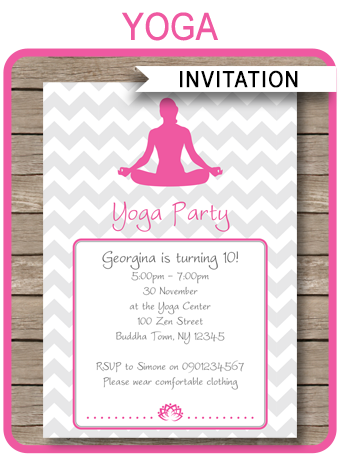 Printable Yoga Party Invitations Template