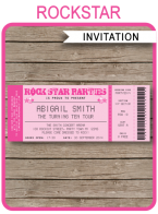 Printable Pink Rockstar Party Invitations Template