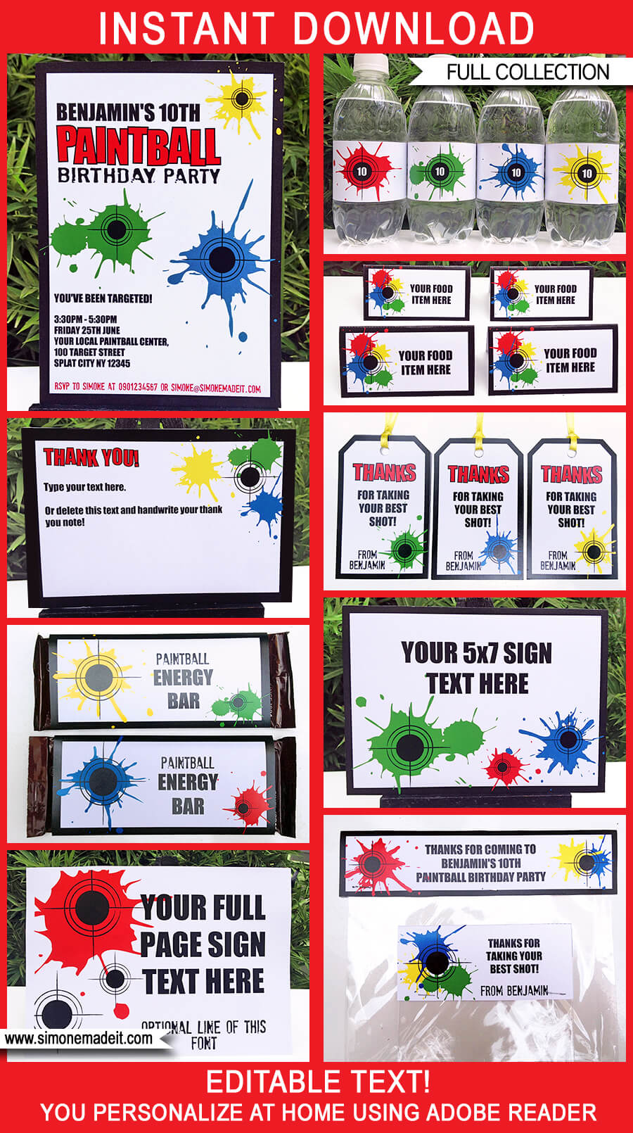 Paintball Party Printables Invitations Decorations