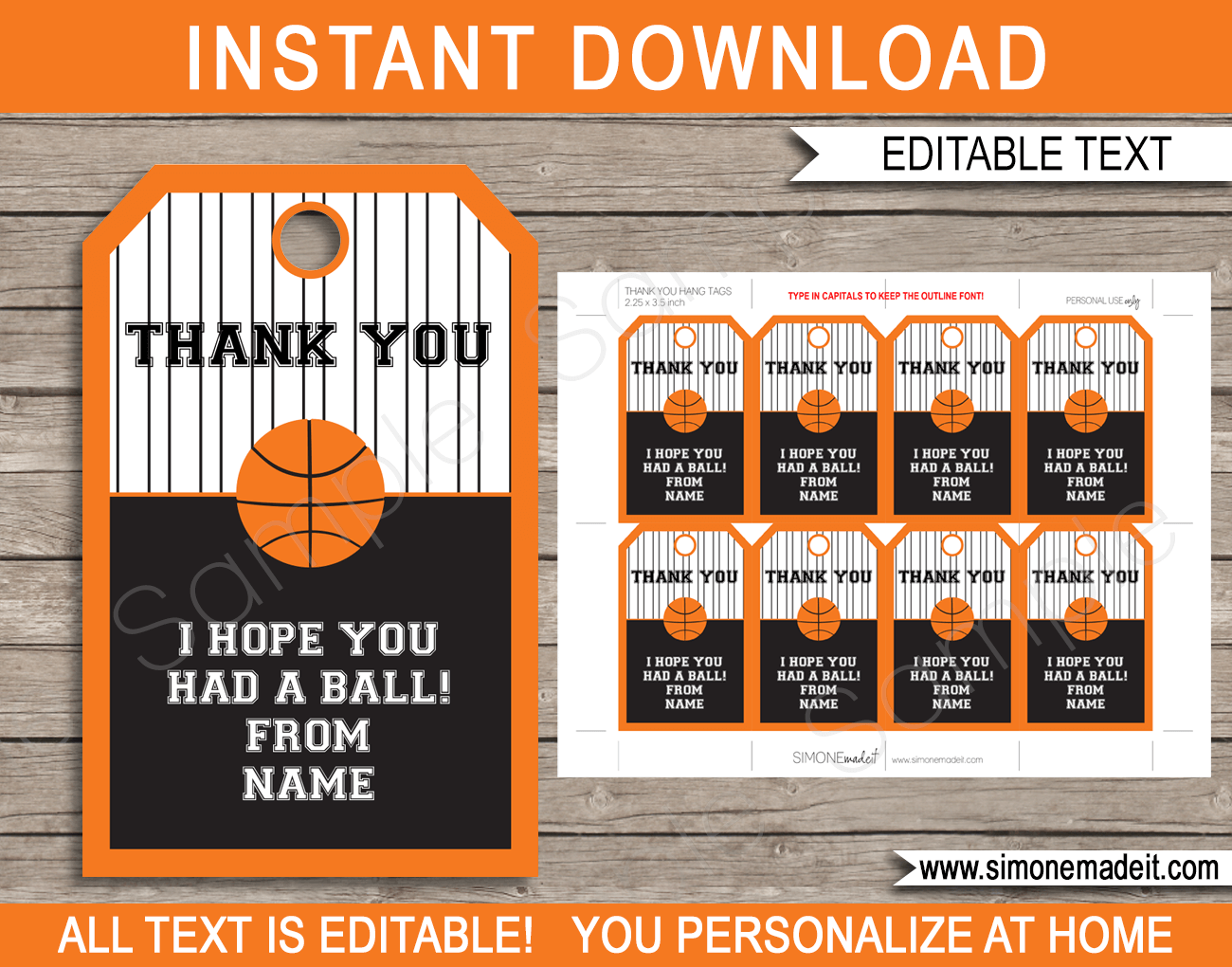 Printable Los Angeles Lakers Birthday Thank You Tags Instant Down