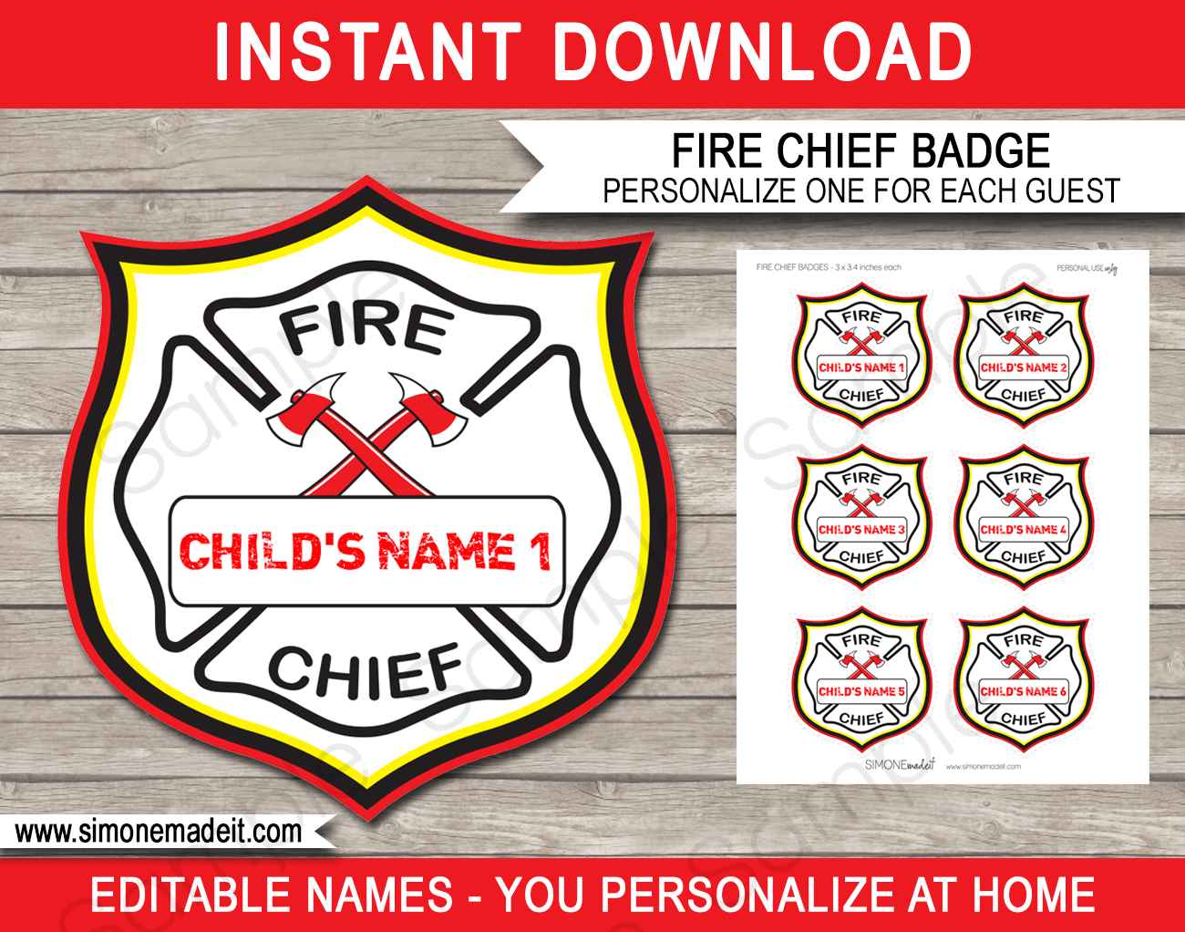 Free Printable Fire Chief Badge