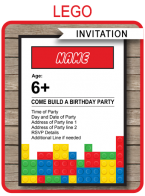 LEGO PARTY INVITATIONS | Lego Invitations Template