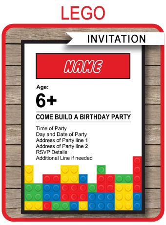 Lego Party Invitations Template Printable Lego Birthday Party Invites