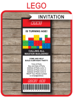 Lego Ticket Invitations Template