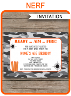 Nerf Party Invitations Template – gray camo