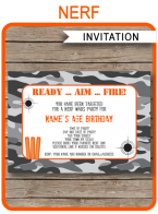 NERF PARTY INVITATIONS | Nerf Invitations | Birthday Party Template