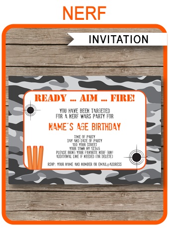 Nerf Party Invitations | Nerf Invitations | Birthday Party Nerf Party Invitations | Nerf Invitations | Birthday Party