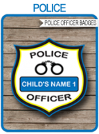Police Officer Badges | Police Birthday Party | Editable & Printable DIY Template | via SIMONEmadeit.com