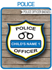 Police Officer Badges | Police Birthday Party | Editable & Printable DIY Template | via SIMONEmadeit.com