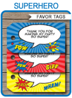 SUPERHERO FAVOR TAGS | THANK YOU TAGS | BIRTHDAY PARTY