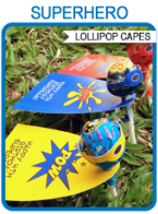Printable Superhero Lollipop Capes & Masks Template | Birthday Party Favors | Editable & Printable DIY template | via SIMONEmadeit.com