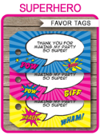 Printable Supergirl Party Favor Tags Template | Thank You Tags | Superhero Birthday Party Theme | DIY Editable Text | via SIMONEmadeit.com