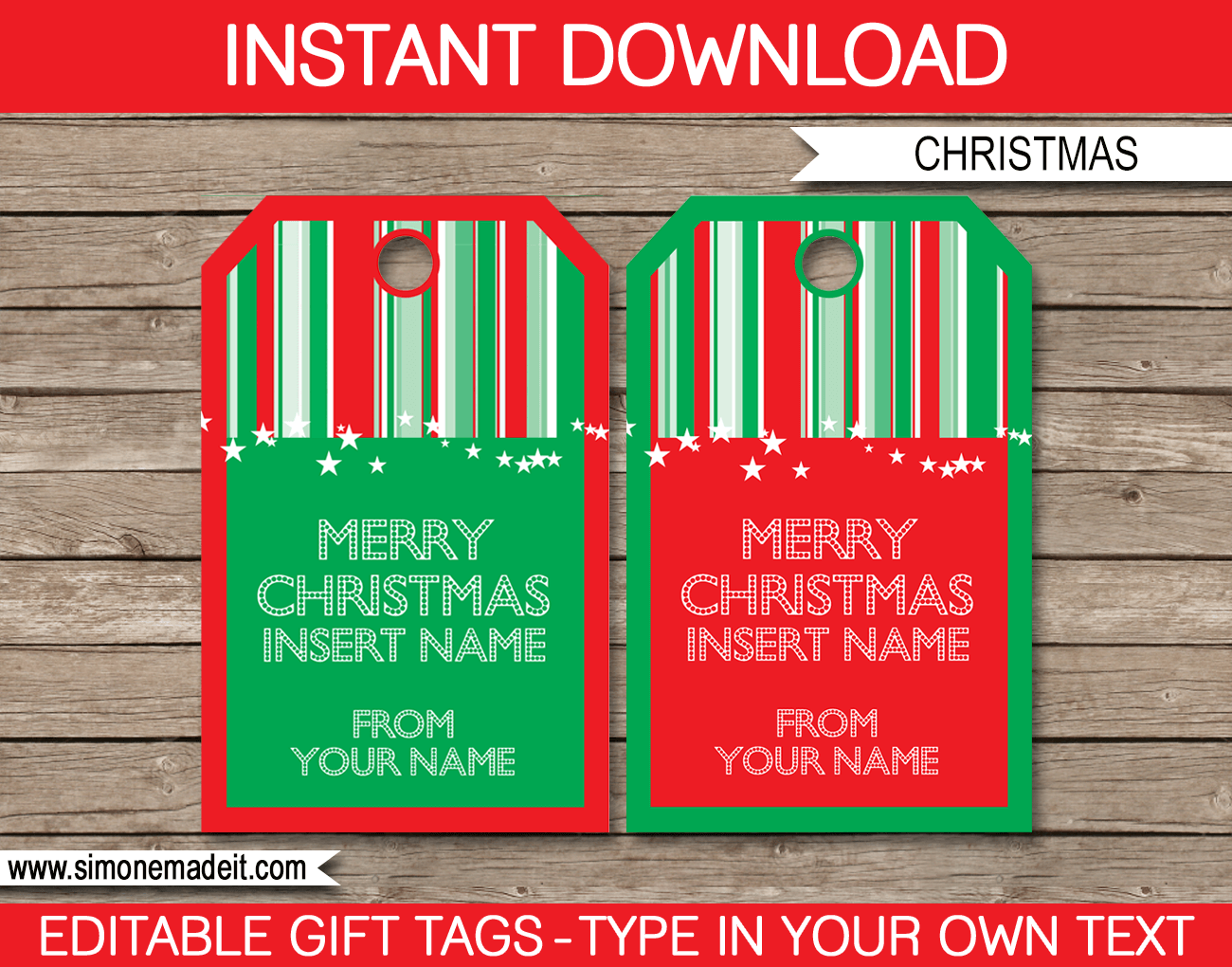 Christmas Gift Tags Template | Printable Christmas Gift Tags | DIY Editable | via SIMONEmadeit.com