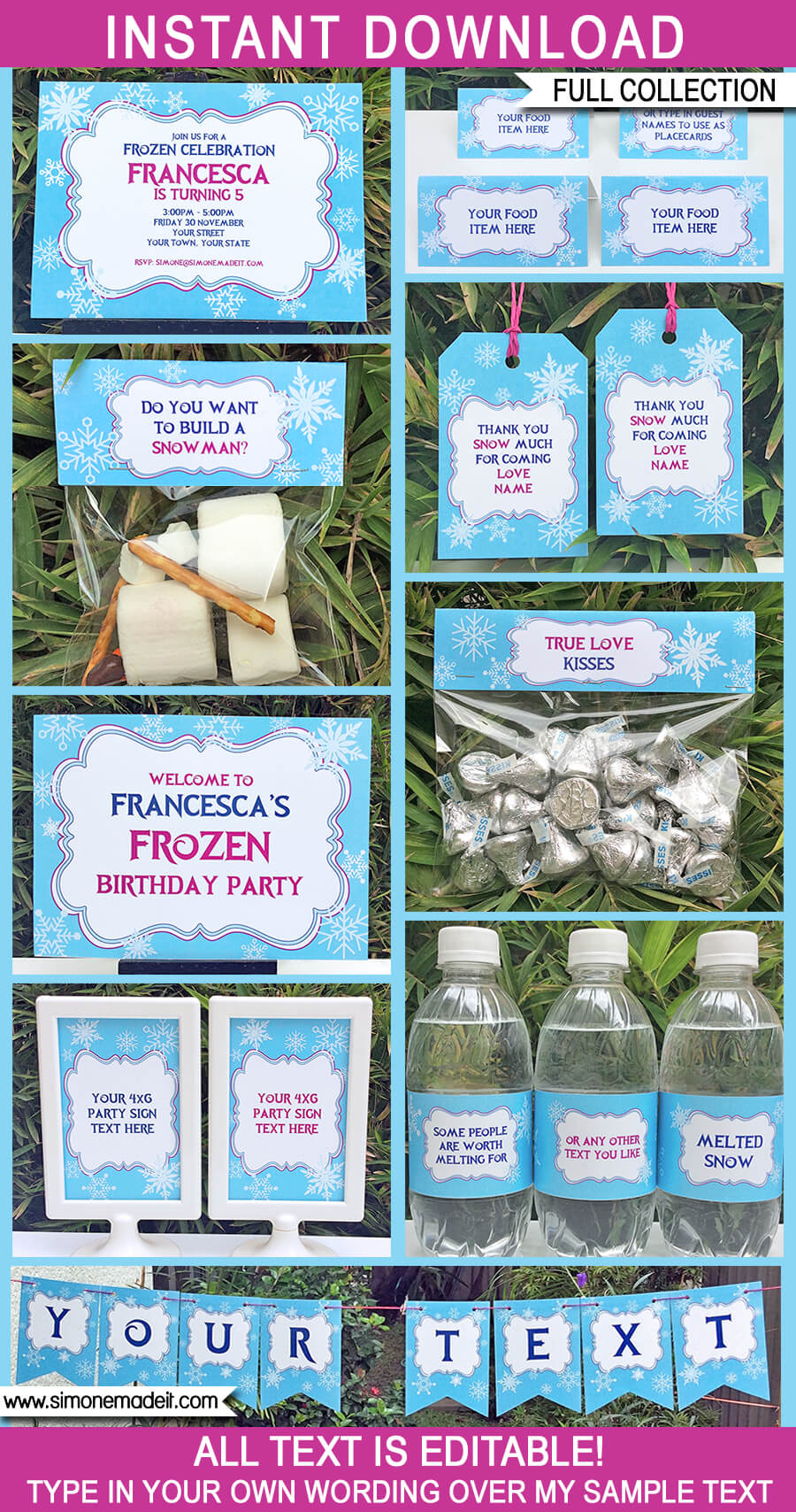 Frozen Party Printables, Invitations & Decorations | Editable Birthday Party Theme Templates | INSTANT DOWNLOAD $12.50 via SIMONEmadeit.com