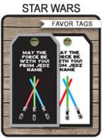 Printable Star Wars Party Favor Tags Template | Birthday Party Thank You Tags | DIY Editable Text | Print at home | via SIMONEmadeit.com