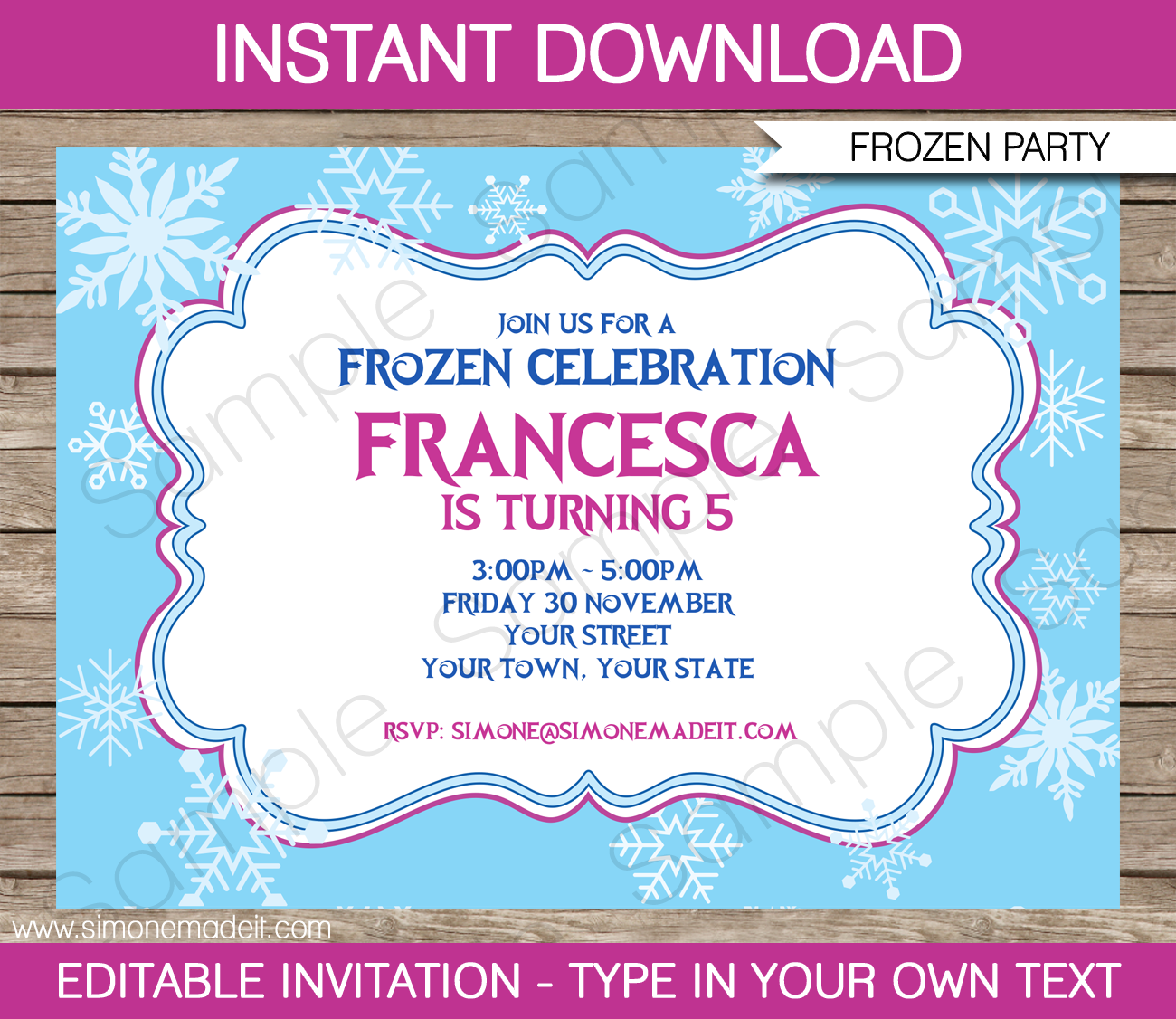 Frozen Invitation Template | Birthday Party | Editable DIY Theme Template | INSTANT DOWNLOAD $7.50 via SIMONEmadeit.com