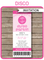 Disco Party Ticket Invitations Template – pink