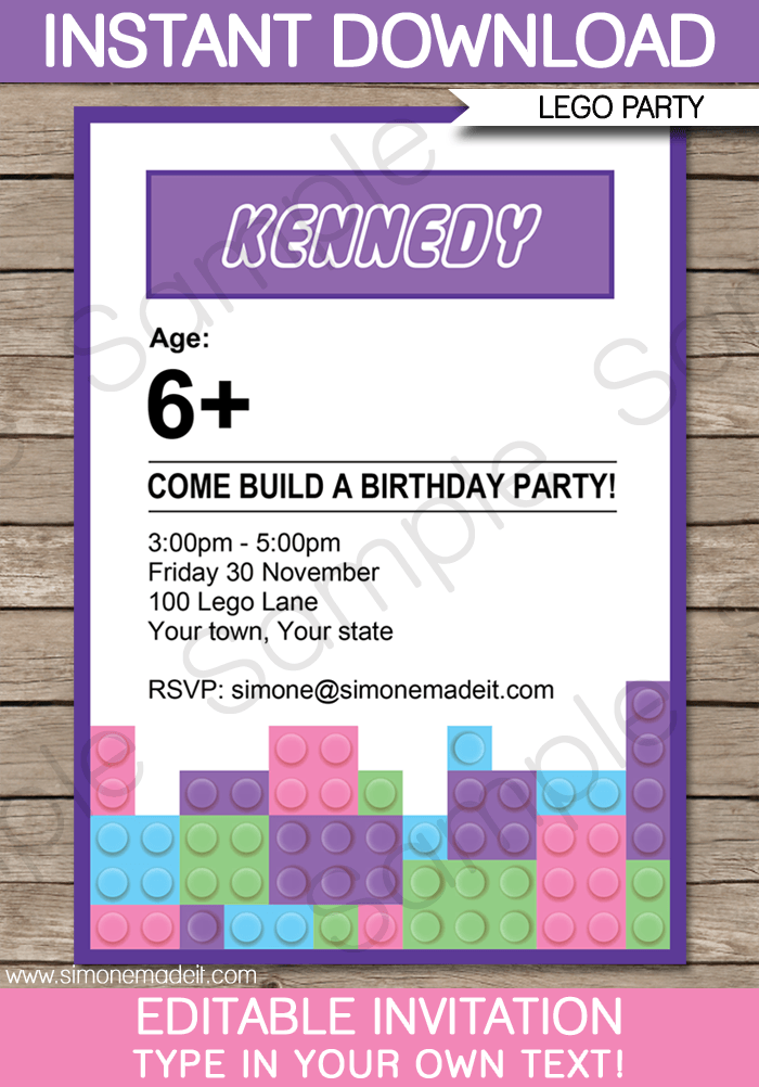 Lego Friends Party Invitations | Birthday Party | Editable DIY Theme Template | INSTANT DOWNLOAD $7.50 via SIMONEmadeit.com