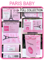 Paris Baby Shower Printables, Invitations & Decorations – pink