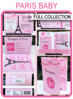 Paris Baby Shower Printables, Invitations & Decorations – pink