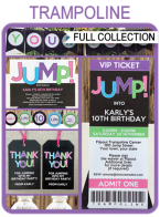 Trampoline Birthday Party Printables, Invitations & Decorations – girls