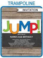 Trampoline Party Invitations | Birthday Party Invitation Template