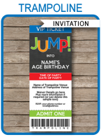 Trampoline Party Ticket Invitations Template – boys